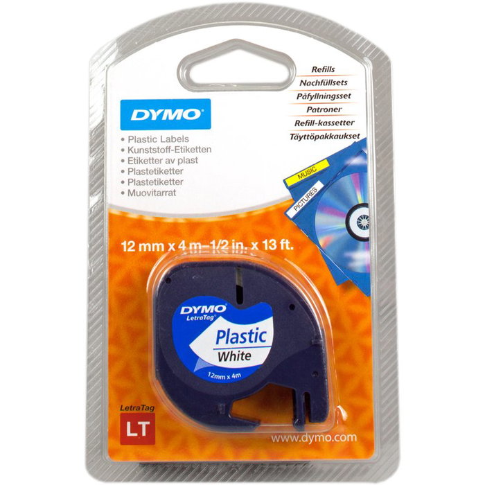 Dymo Cinta LetraTag 12mm x 4m Negro sobre Blanco (91221) Dymo Cinta LetraTag 12mm x 4m Negro sobre Blanco (91221)